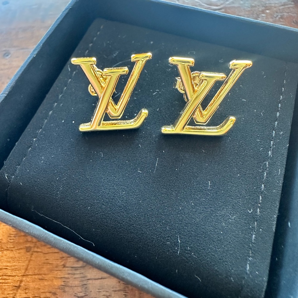 Louis Vuitton Gold Logo Earrings